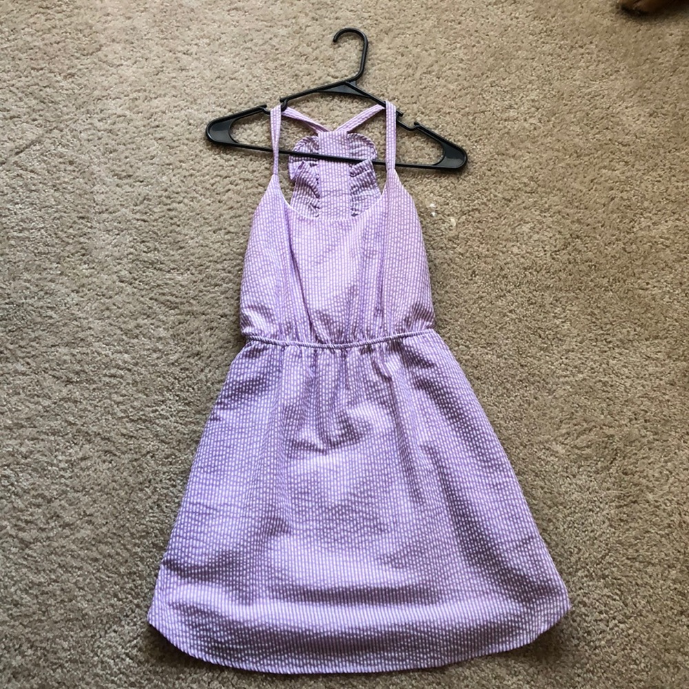 Seersucker purple dress